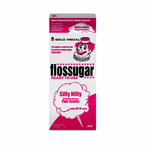Cotton Candy Flossugar - Silly Nilly Pink Vanilla - 3.25 lb carton (6 count)