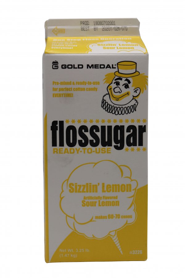 Cotton Candy Flossugar - Sizzlin Lemon - 3.25 lb carton (1 count)