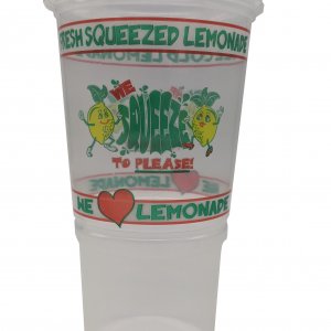 32 oz Squeeze to Please w/lid clear cup, yellow, red & green print (540 count)