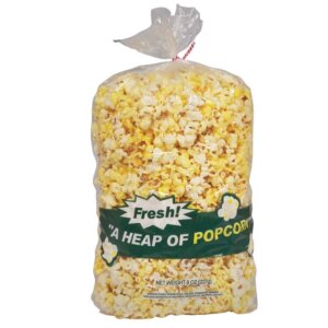 Poly Bag 13.5" X 11" x 9" diameter - Fresh! A HEAP OF POPCORN, holds 8oz of popcorn (500 count)