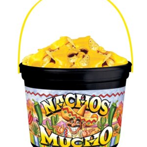 Bucket "Nachos Mucho" 48 oz w/handle black/yellow bucket (160 count)