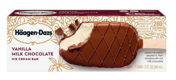 Häagen-Dazs® Ice Cream Bars Vanilla Ice Cream, Milk Chocolate Coating 3 oz (12 per case)