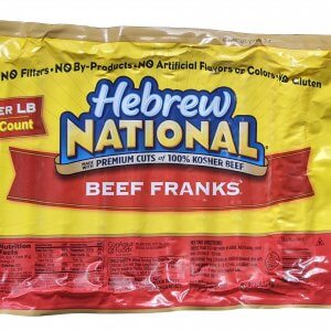 Hebrew National All Beef Hot Dog 1/4 pound dogs;  6"  20 lb case (80 count)