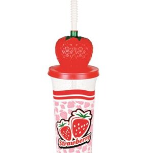 Strawberry Top 32 Ounce Lemonade Souvenir Cup w/straw Clear Cup (70 count)