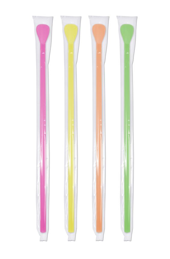 Spoon Straws - BERK 1243999 - Assorted Neon Colors - Individually Wrapped (400 count)