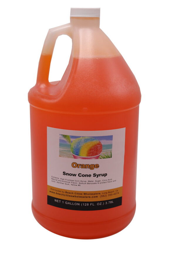 Snow Cone Syrup -Orange - Ready To Use - 1 gallon (4 count)
