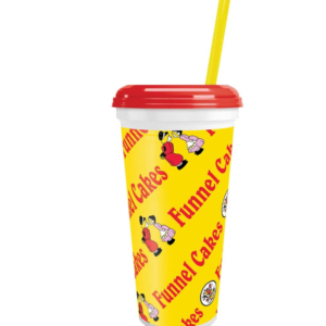 32OZ SOUVENIR CUP FUNNEL CAKES DESIGN WITH LID AND YELLOW STRAW 200/CS