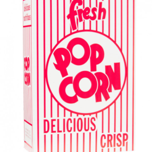 POPCORN BOX WITH FOLDING LID – RED & WHITE - HOLDS 2.8 OZ OF POPCORN (250 COUNT)