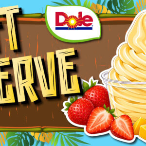 Dole Soft Serve, pineapple, mango, strawberry 12" X 24" all weather signs with grommets